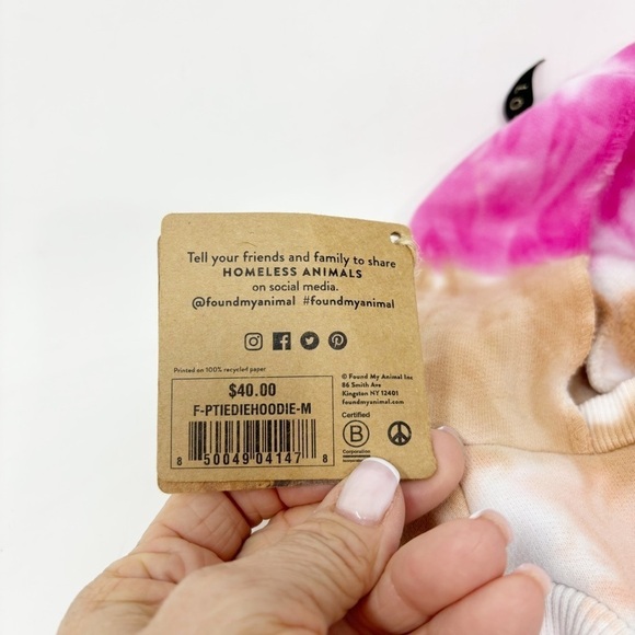 New FOUND MY ANIMAL Multicolor Tie Dye Hoodie Cotton Fleece Size Medium - Picture 11 of 14